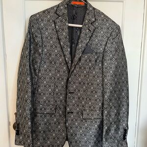Macy's Elegant Black and Gray Geometric Suit